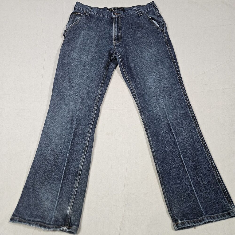 Ariat Jeans 34x32 Blue Denim Boot Cut Relaxed Fit M4 Rebar Loop Lock Work Wear